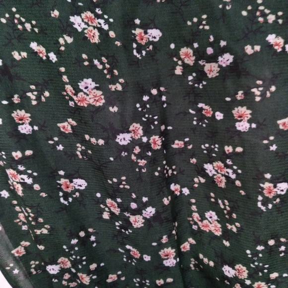 ISALIS Green Floral Smocked Dress w/Deep V-Neckline - Picture 5 of 7